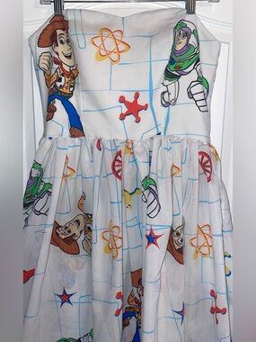 Toy Story Disney Vintage Bedsheet Dress M / L Handmade Upcycle Buzz Woody